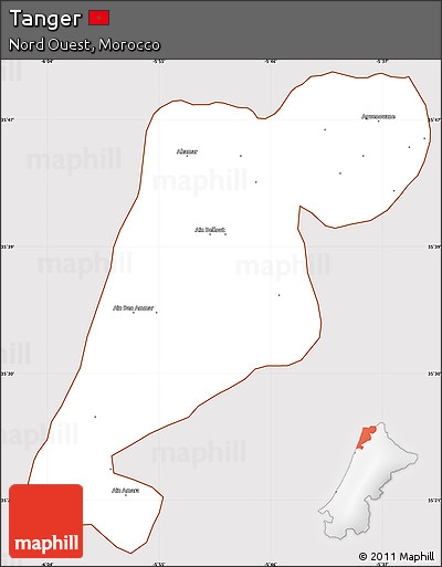 Classic Style Simple Map of Tanger, cropped outside