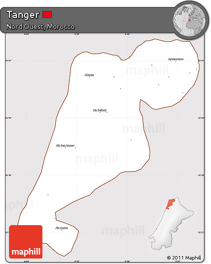 Classic Style Simple Map of Tanger, cropped outside