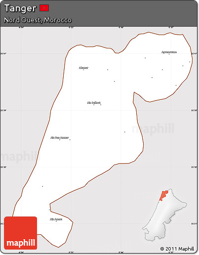 Classic Style Simple Map of Tanger, cropped outside