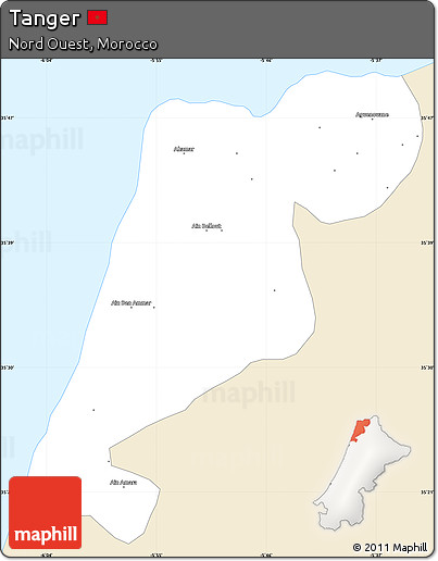Classic Style Simple Map of Tanger, single color outside