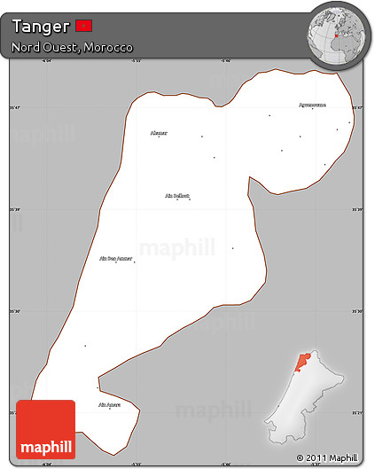 Gray Simple Map of Tanger, cropped outside