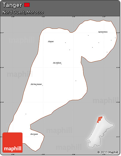 Gray Simple Map of Tanger, cropped outside