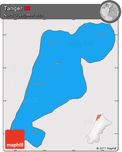 Political Simple Map of Tanger, cropped outside