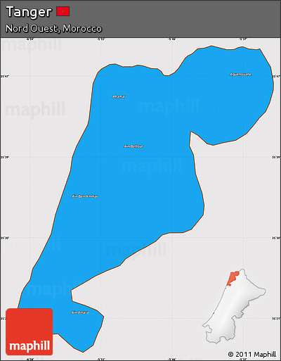 Political Simple Map of Tanger, cropped outside