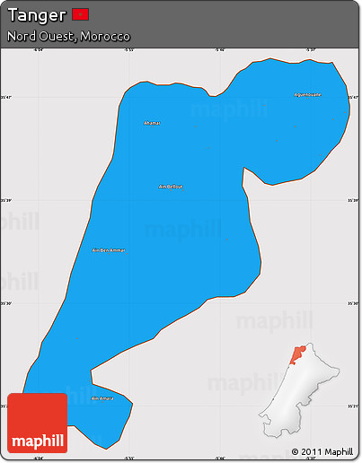 Political Simple Map of Tanger, cropped outside