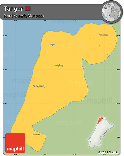 Savanna Style Simple Map of Tanger, single color outside