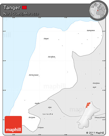 Silver Style Simple Map of Tanger