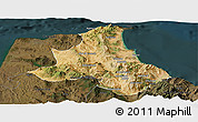 Satellite Panoramic Map of Tetouan, darken