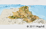 Satellite Panoramic Map of Tetouan, shaded relief outside