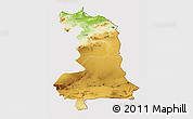 Physical 3D Map of Oriental, cropped outside