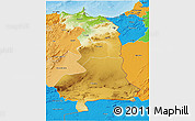Physical 3D Map of Oriental, political shades outside