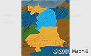 Political 3D Map of Oriental, darken