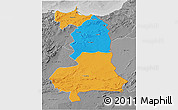 Political 3D Map of Oriental, desaturated