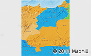 Political 3D Map of Oriental, political shades outside