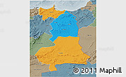 Political 3D Map of Oriental, semi-desaturated