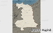 Shaded Relief 3D Map of Oriental, darken