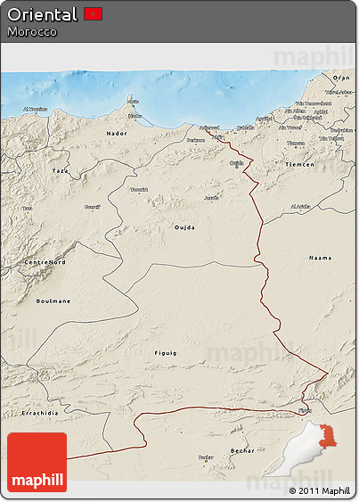 Shaded Relief 3D Map of Oriental