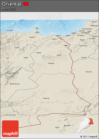 Shaded Relief 3D Map of Oriental