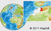 Physical Location Map of Oriental, highlighted country, within the entire country