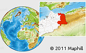 Physical Location Map of Oriental, highlighted country