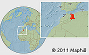 Savanna Style Location Map of Oriental, within the entire country, hill shading