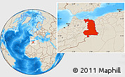 Shaded Relief Location Map of Oriental