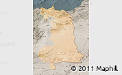Satellite Map of Oriental, semi-desaturated