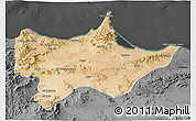 Satellite 3D Map of Nador, darken, desaturated