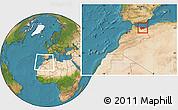 Satellite Location Map of Nador, within the entire country