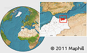 Satellite Location Map of Nador, highlighted country