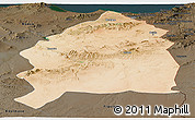 Satellite Panoramic Map of Oujda, darken