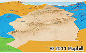 Satellite Panoramic Map of Oujda, political outside
