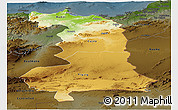 Physical Panoramic Map of Oriental, darken