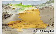 Physical Panoramic Map of Oriental, semi-desaturated