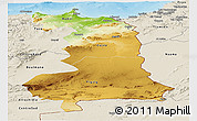 Physical Panoramic Map of Oriental, shaded relief outside