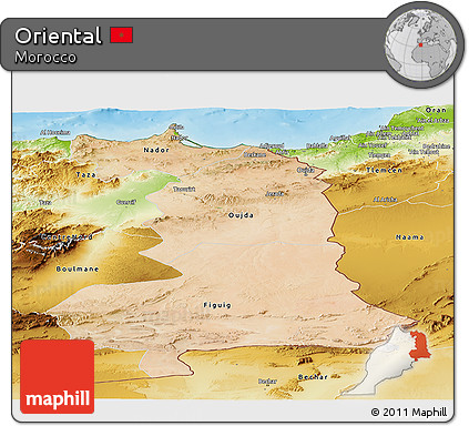 Satellite Panoramic Map of Oriental, physical outside