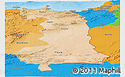 Satellite Panoramic Map of Oriental, political shades outside