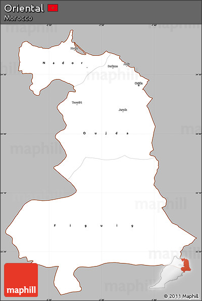 Gray Simple Map of Oriental, cropped outside
