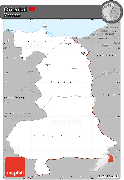 Gray Simple Map of Oriental