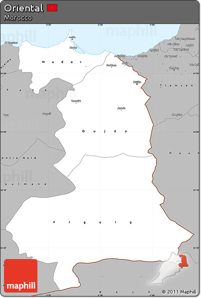 Gray Simple Map of Oriental