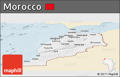Classic Style Panoramic Map of Morocco, single color outside