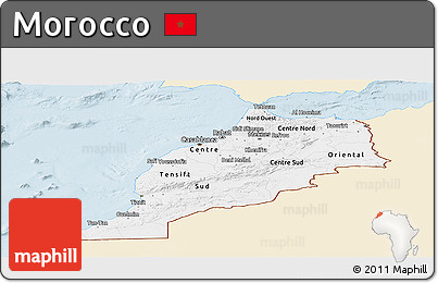 Classic Style Panoramic Map of Morocco, single color outside