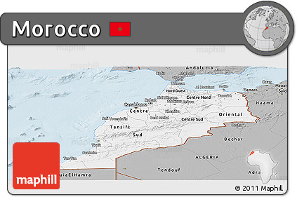Gray Panoramic Map of Morocco