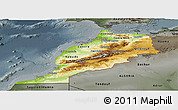 Physical Panoramic Map of Morocco, darken, semi-desaturated