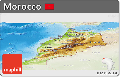 Physical Panoramic Map of Morocco, lighten, land only