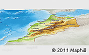 Physical Panoramic Map of Morocco, lighten, semi-desaturated, land only