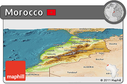 Physical Panoramic Map of Morocco, satellite outside