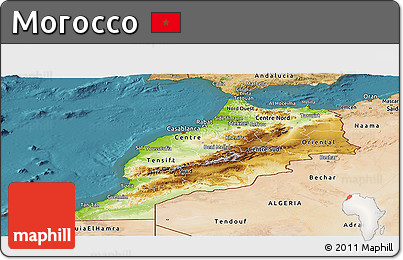 Physical Panoramic Map of Morocco, satellite outside