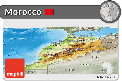 Physical Panoramic Map of Morocco, semi-desaturated, land only