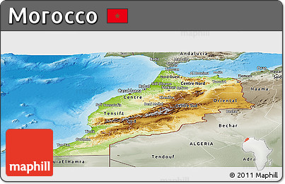 Physical Panoramic Map of Morocco, semi-desaturated, land only